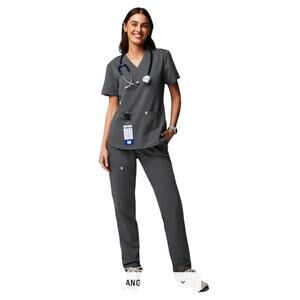 Fabletics Medium Grey Scrub Set Uniform Onyx Gray